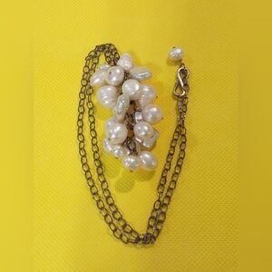 Pearl Cluster Pendant Necklace Sterling Silver Unmarked Vintage